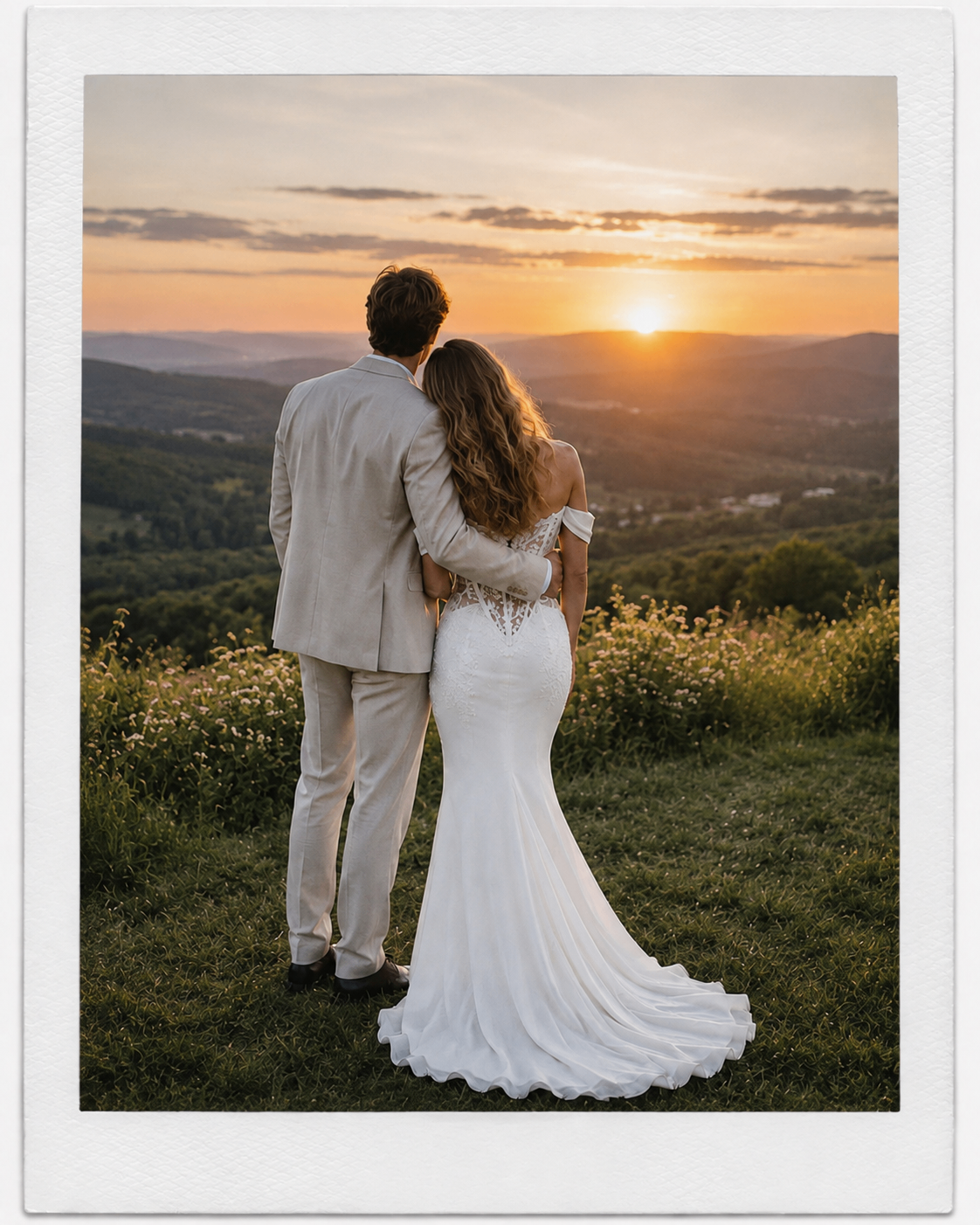 Amara and Isiah looking out over the hills at sunset